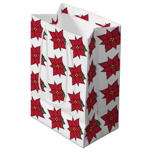 Traditionelle Weihnachts-Poinsettias Holiday Gesch Mittlere Geschenktüte
