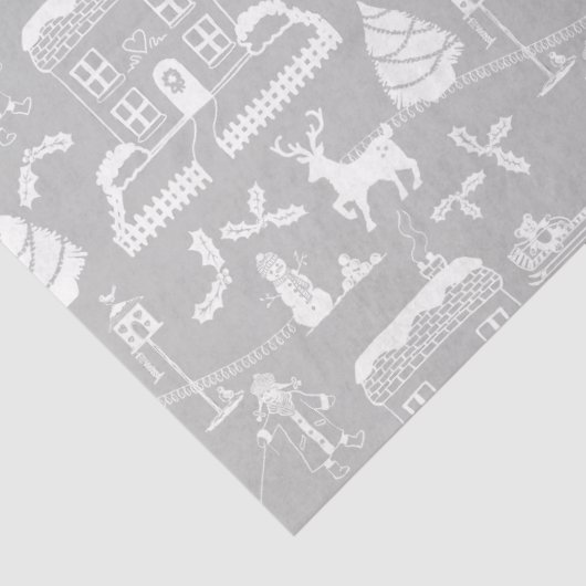 Traditionelle Weihnachts-Winterlandschaft Seidenpapier (Detail)