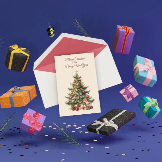 Traditionelle Weihnachtsbaum-Grußkarte Dankeskarte