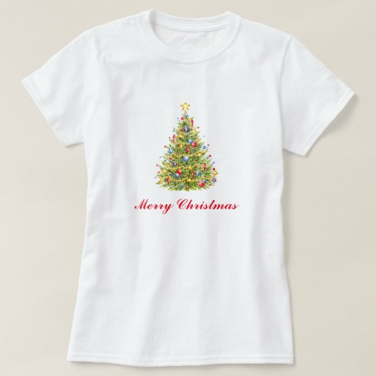 Traditionelle Weihnachtsbaum-Grußkarte T-Shirt (Design vorne)