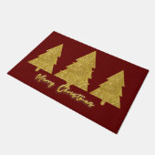 Traditionelle Weihnachtsbäume, Gold und Rot Fußmatte (Schrägansicht)