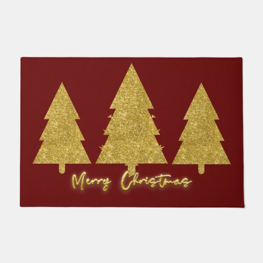 Traditionelle Weihnachtsbäume, Gold und Rot Fußmatte (Vorderseite)
