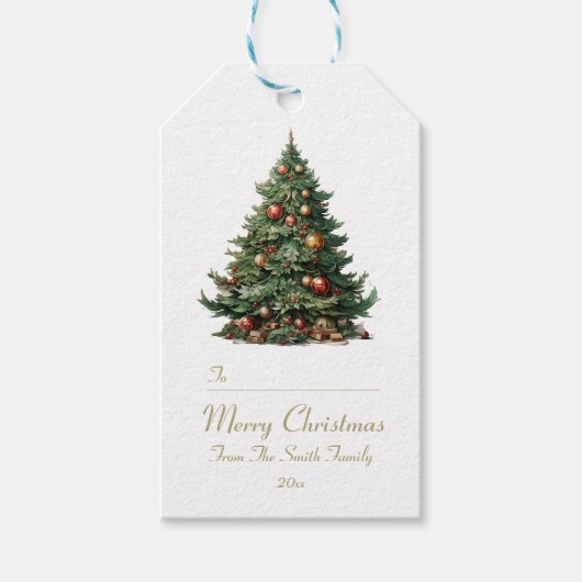 Traditionelle Weihnachtsbaumgeschenkmarke Geschenkanhänger (Vorderseite)