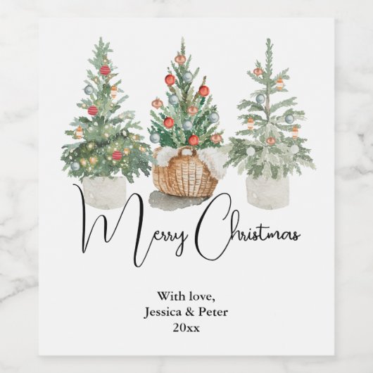 Traditionelle Weihnachtsbaumgrüße Weinetikett (Einzelnes Label)