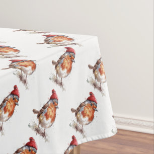 Traditionelle Weihnachtsdekoration mit Rotkehlchen Tischdecke