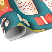 Traditionelle Weihnachtselemente Geschenkpapier (Rolleneckpunkt)