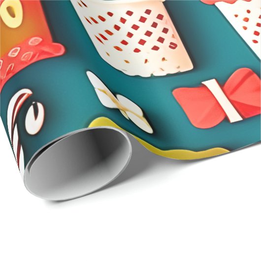 Traditionelle Weihnachtselemente Geschenkpapier (Rolleneckpunkt)