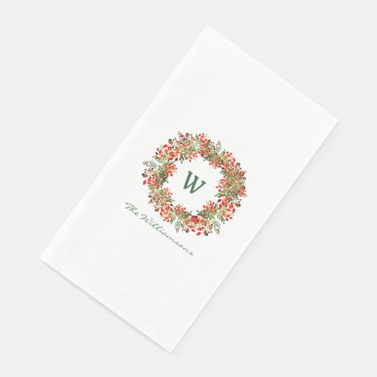 Traditionelle Weihnachtsfeiertag Monogramm Name Fe Serviette (Ecke)