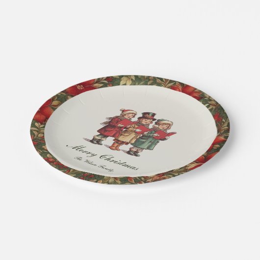 Traditionelle Weihnachtsfeiertage Pappteller (Schrägansicht)