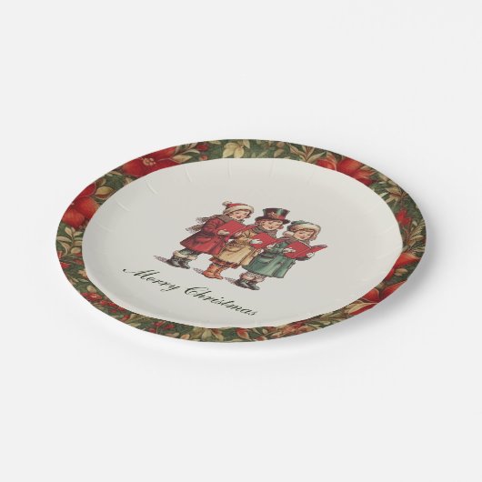 Traditionelle Weihnachtsfeiertage Pappteller (Schrägansicht)