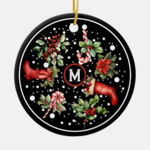 Traditionelle Weihnachtsfeste Strümpfe Candy Cane Keramik Ornament