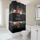 Traditionelle Weihnachtsflora auf schwarzem Hinter Duschvorhang (Beispiel)