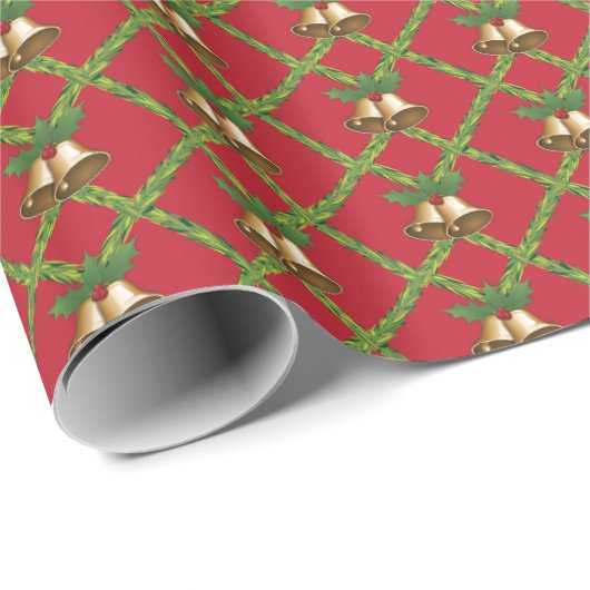 Traditionelle Weihnachtsglocken rot und grün Geschenkpapier (Rolleneckpunkt)