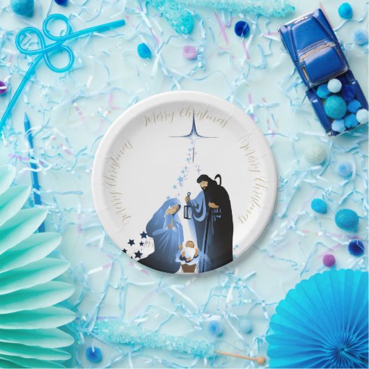 Traditionelle Weihnachtsgrüße der Krippe Pappteller (Party)