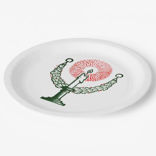 Traditionelle Weihnachtskerze Pappteller (Schrägansicht)