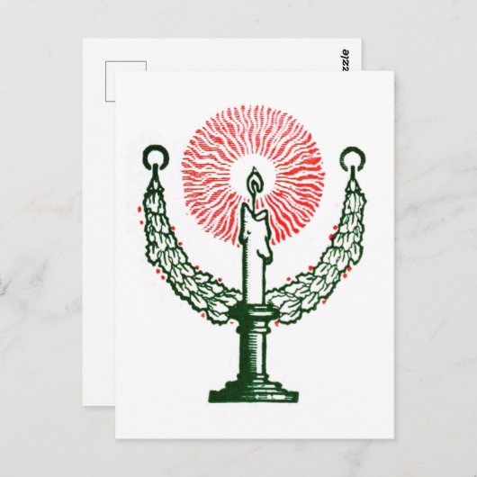 Traditionelle Weihnachtskerze Postkarte (Vorne/Hinten)