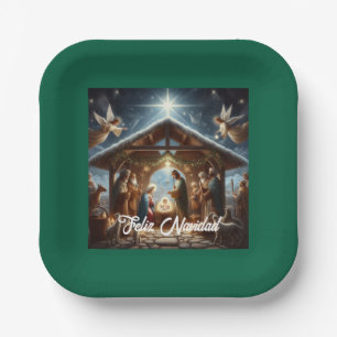 Traditionelle Weihnachtskrippe Pappteller
