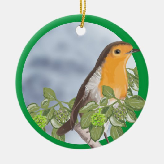 Traditionelle Weihnachtsrobbe und Ivy Keramik Ornament (Vorne)