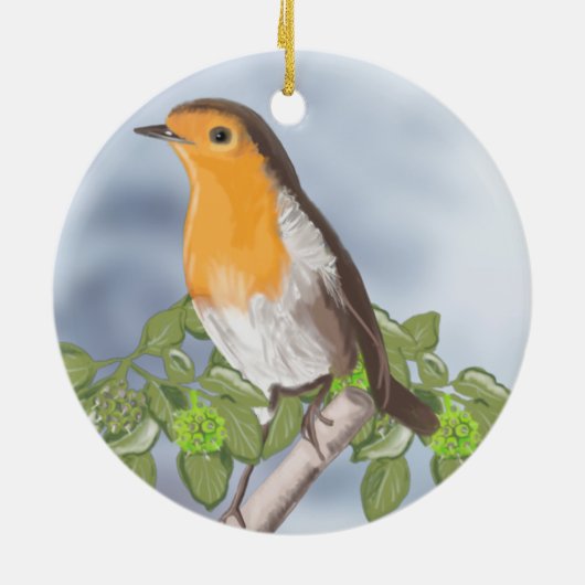 Traditionelle Weihnachtsrobbe und Ivy Keramik Ornament (Hinten)