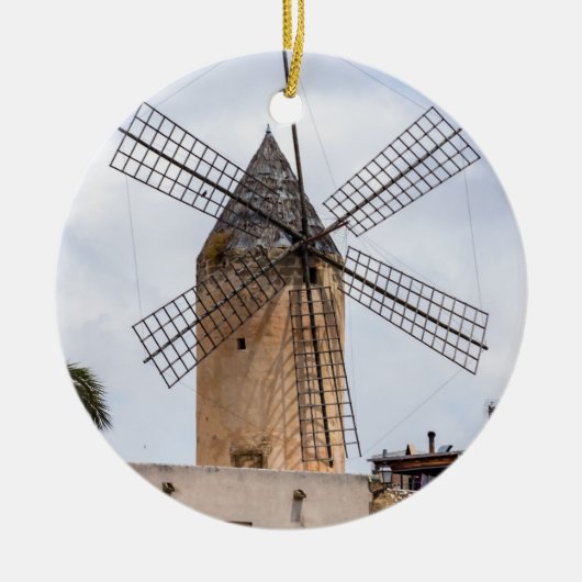 Traditionelle Windmühle in Palma de Mallorca - Spa Keramik Ornament (Vorne)