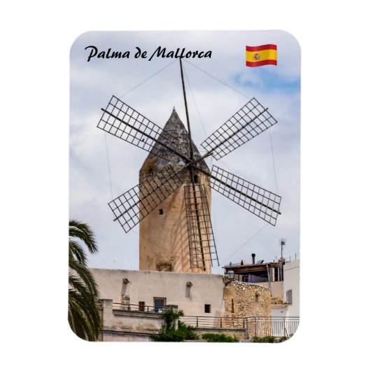 Traditionelle Windmühle in Palma de Mallorca - Spa Magnet (Vertikal)