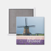 Traditionelle Windmühle mit rosa und violetten Blu Magnet (Vorderseite/Rückseite)