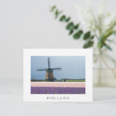 Traditionelle Windmühle mit rosa und violetten Blu Postkarte (Stehend Vorderseite)
