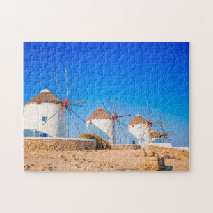 Traditionelle Windmühlen auf Mykonos Island, Griec Puzzle
