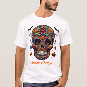 Traditionelle Zucker-Schädel-Halloween-Mexikanisch T-Shirt