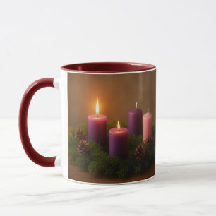 Traditioneller Adventskranz Zweiter Sonntag Tasse