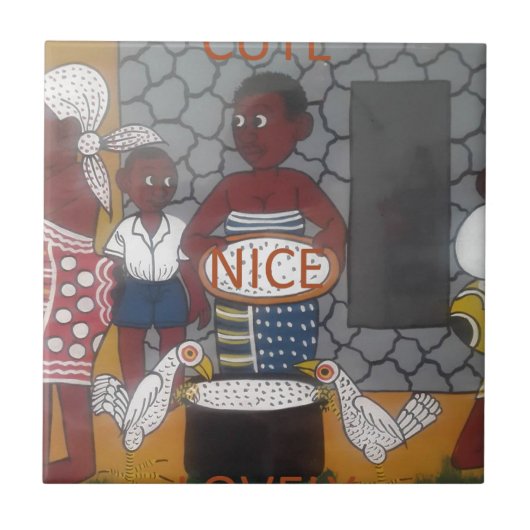 Traditioneller afrikanischer Homestead-Lifestyle Fliese (Vorderseite)