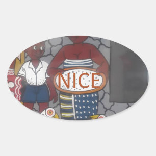 Traditioneller afrikanischer Homestead-Lifestyle Ovaler Aufkleber