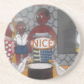 Traditioneller afrikanischer Homestead-Lifestyle Sandstein Untersetzer (Vorne)