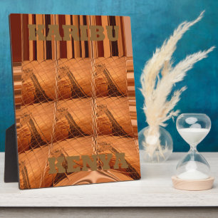 Traditioneller afrikanischer Spiegel: Woven Giraff Fotoplatte