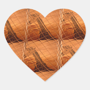 Traditioneller afrikanischer Spiegel: Woven Giraff Herz-Aufkleber