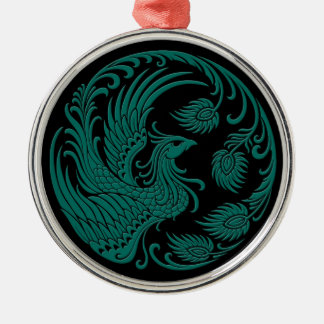 Traditioneller aquamariner blauer Phoenix-Kreis Ornament Aus Metall