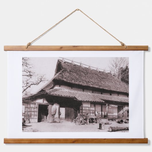 Traditioneller Bauernhof von Mimasaka Wandteppich Mit Holzrahmen (Vorne)