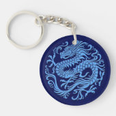 Traditioneller blauer chinesischer Drache-Kreis Schlüsselanhänger (Vorderseite)