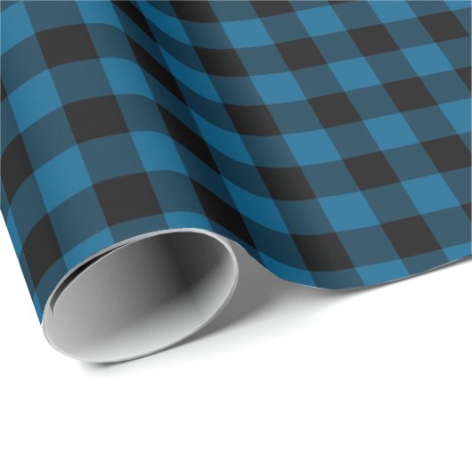 Traditioneller Blue Black Buffalo Lumberjack Karo Geschenkpapier (Rolleneckpunkt)