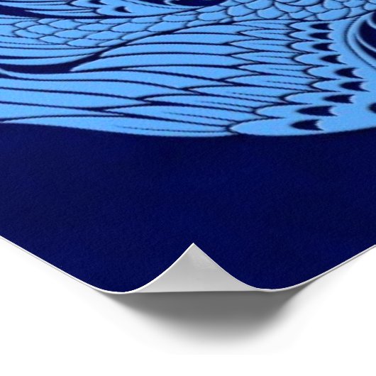 Traditioneller Blue Phoenix-Kreis Poster (Ecke)