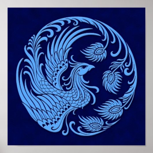Traditioneller Blue Phoenix-Kreis Poster (Vorne)