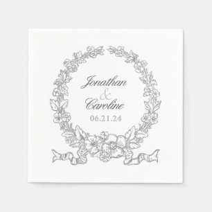 Traditioneller Blumenreath   Versailles Silver Gra Serviette