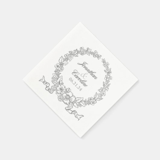 Traditioneller Blumenreath | Versailles Silver Gra Serviette (Ecke)