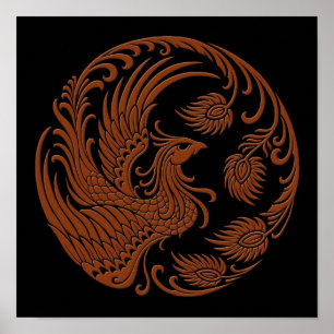 Traditioneller brauner Phoenixkreis Poster