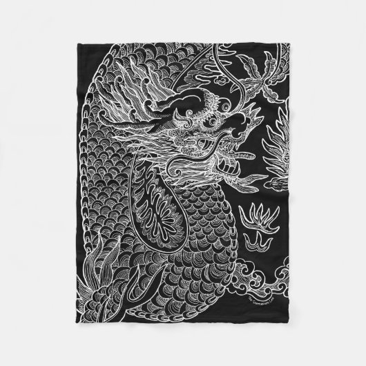 Traditioneller chinesischer Drache, der Schwarz Ze Fleecedecke (Vorderseite)