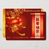 Traditioneller chinesischer Drache - Frohes Neues Save The Date (Vorne/Hinten)