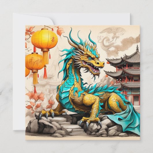 Traditioneller chinesischer Drache für das chinesi Einladung (Vorderseite)