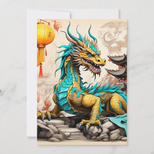 Traditioneller chinesischer Drache für das chinesi Einladung (Vorderseite)