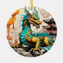 Traditioneller chinesischer Drache für das chinesi Keramik Ornament