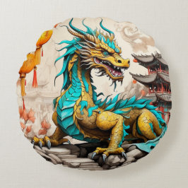 Traditioneller chinesischer Drache für das chinesi Rundes Kissen